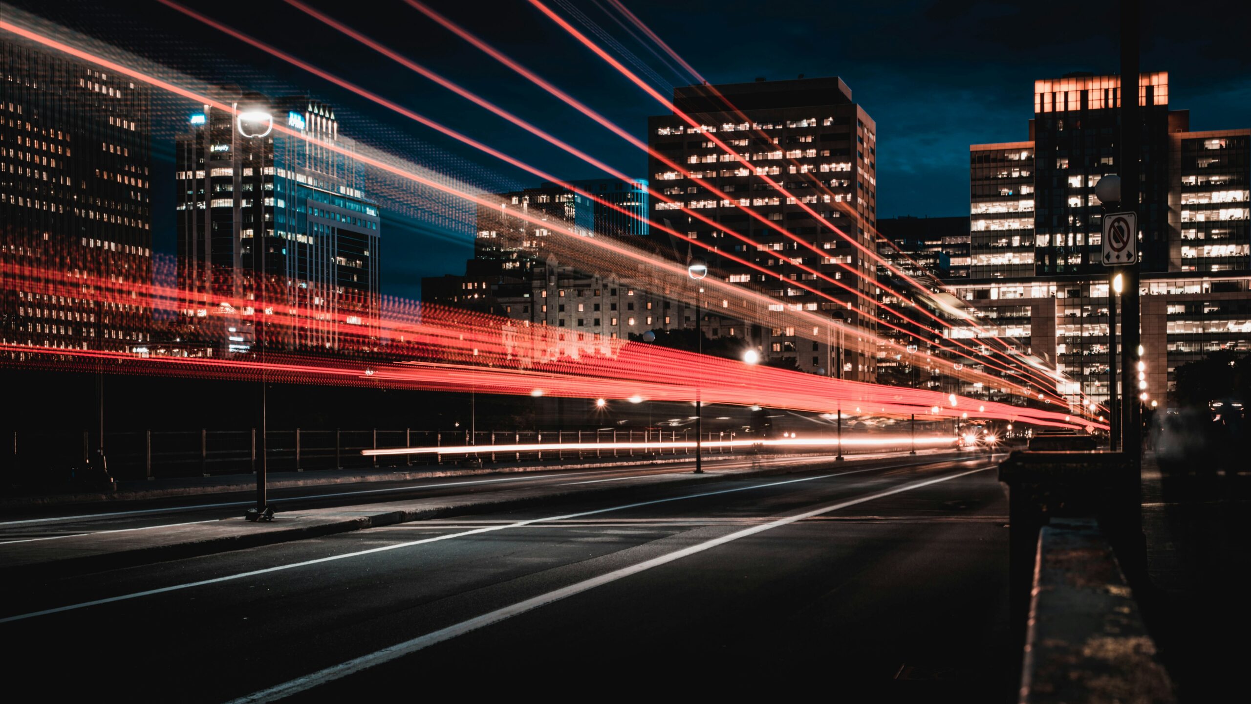 City skyline with bright lights. | Photo by Marc-Olivier Jodoin